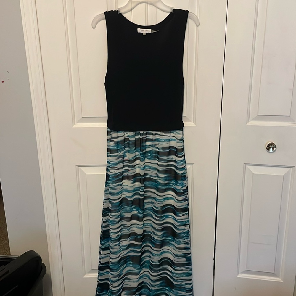 Calvin Klein Sz S long sleeveless maxi dress GUC B39